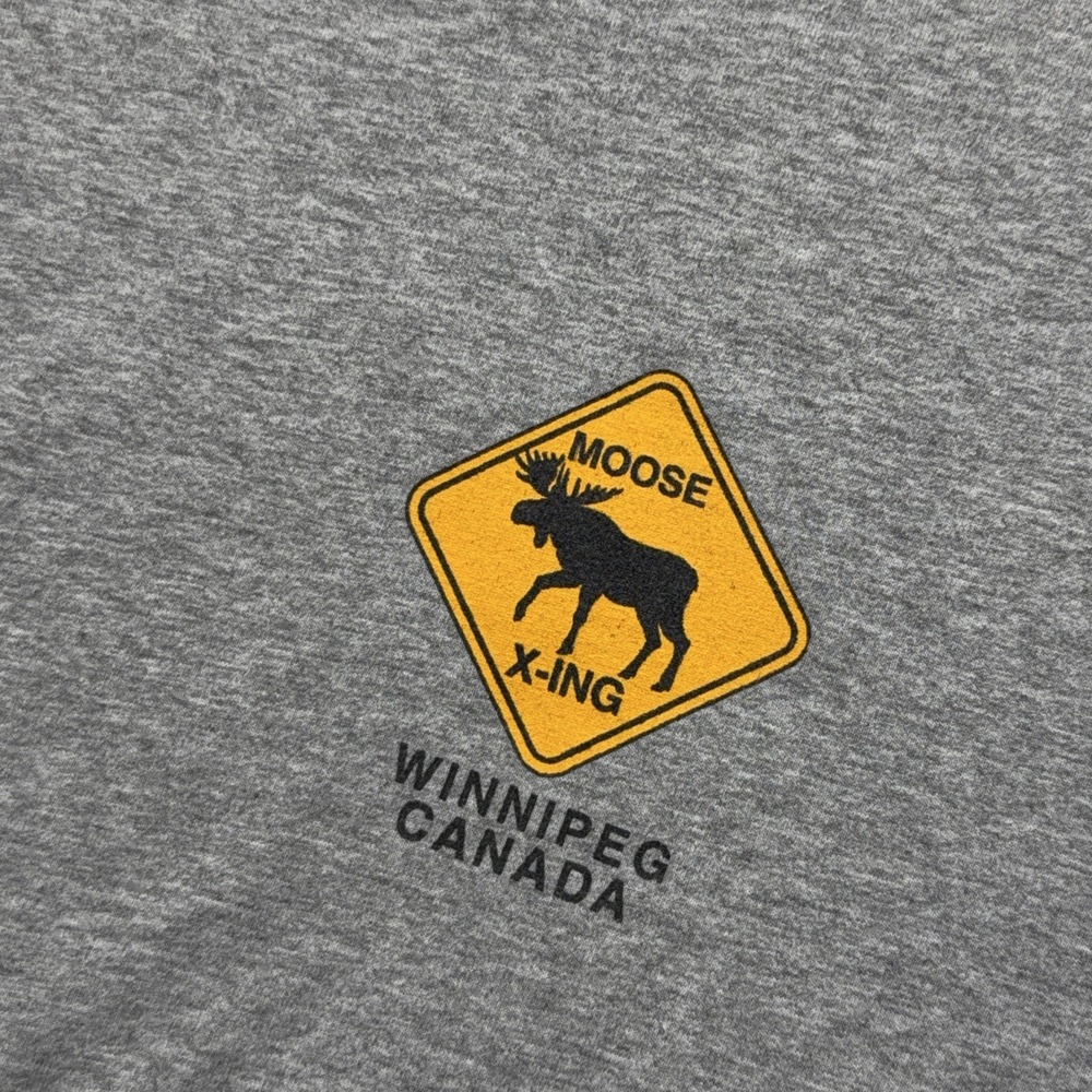 Vintage Moose Crossing Shirt Large Gray Canada Winnipeg Graphic Animal Tee 90s - Picture 4 of 13
